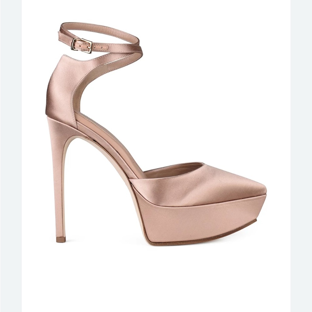 NIB Tamara Mellon High Point Satin Platforms Sz 39.5 EU